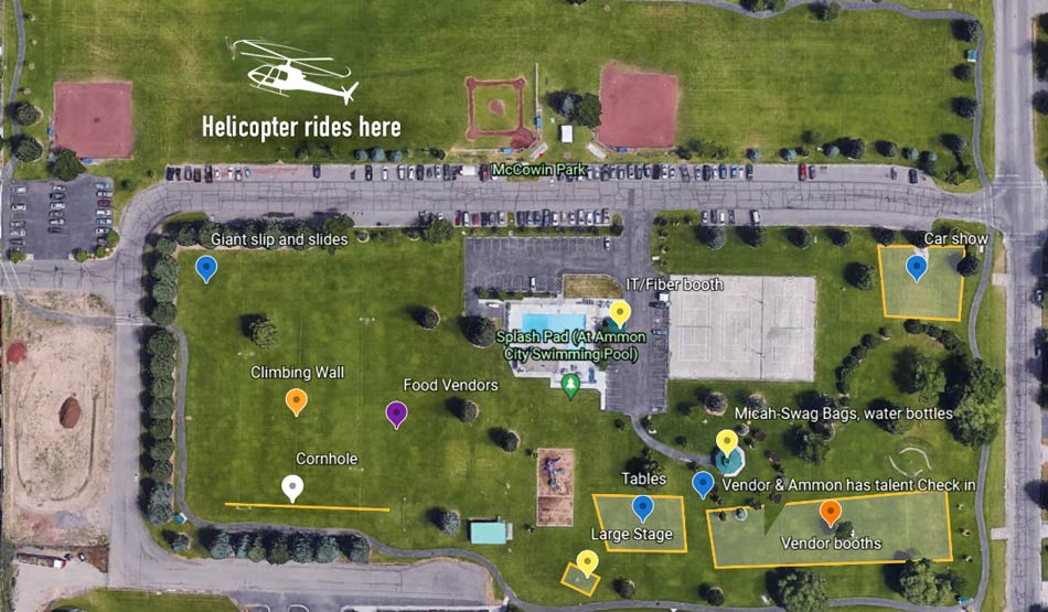 Map of Ammon Days 2021 helicopter rides