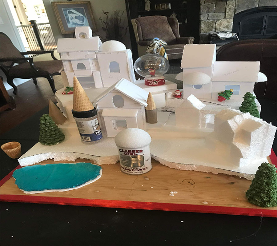 One of Geri Hansen%E2%80%99s gingerbread houses in progress