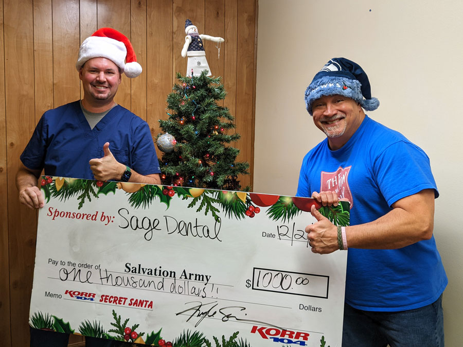 KORR 1044 Secret Santa receives a donation from Sage Dental