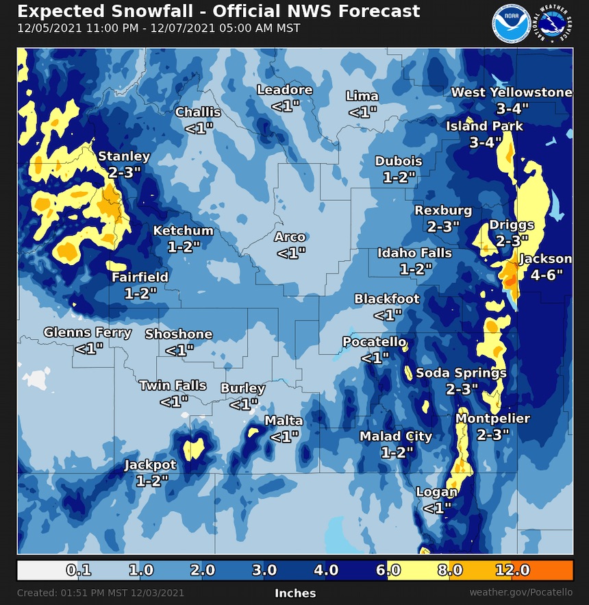 snowfall in snake river plain