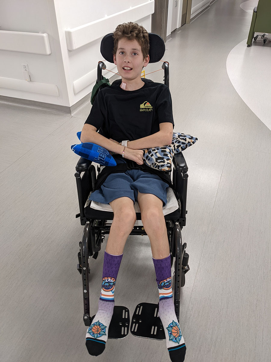 Milo in his wheelchair