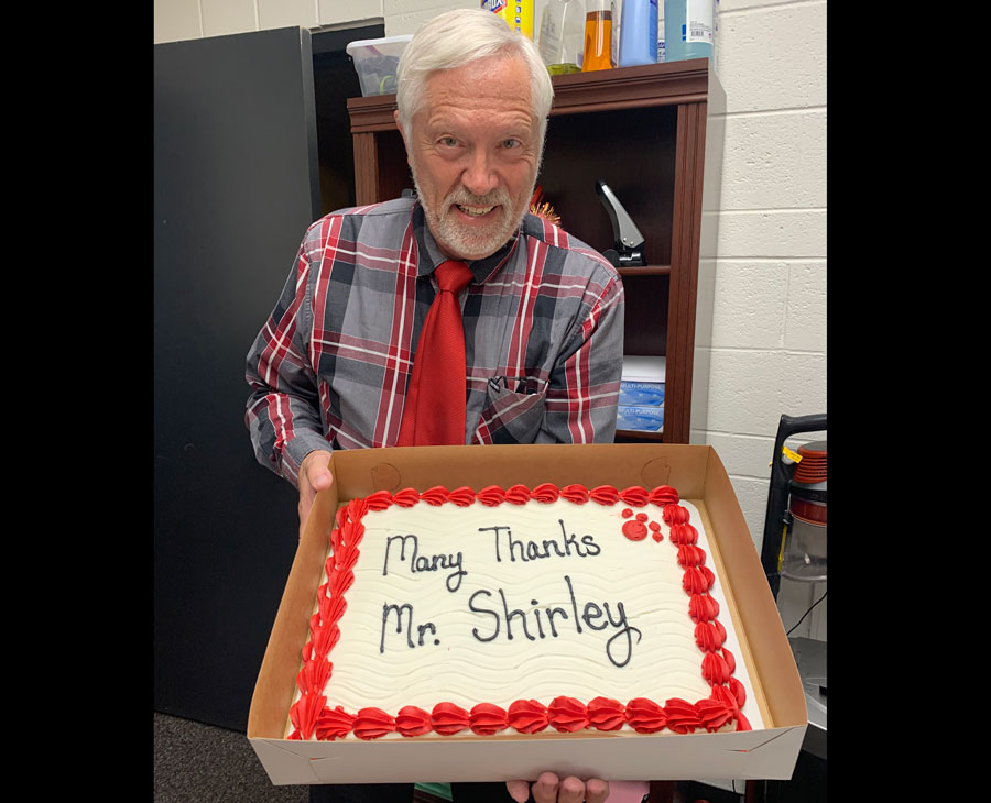 Shirley with retirement cake
