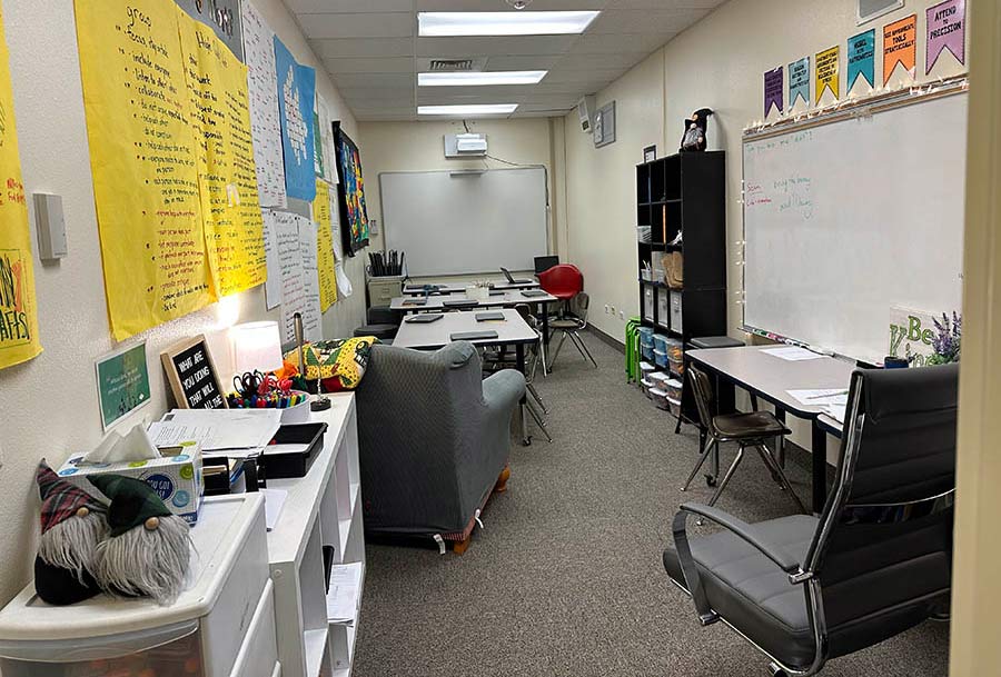 tiny classroom inside Sunnyside Elementary School.