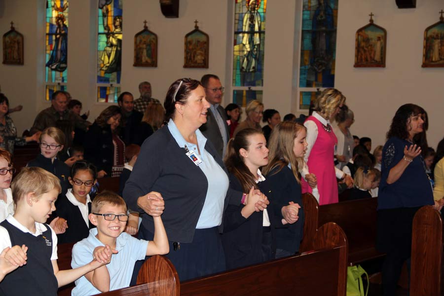 students attending mass