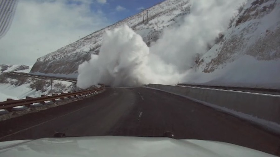 Wild video of avalanche captured on dash camera of Utah Highway Patrol vehicle