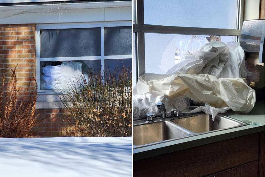 food bank broken window pic