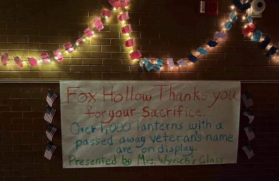 Fox Hollow Elementary students folded origami all year for Memorial Day display