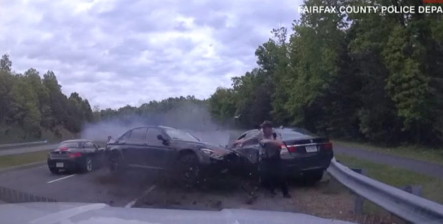 Watch: dashcam footage shows speeding driver almost striking police officer