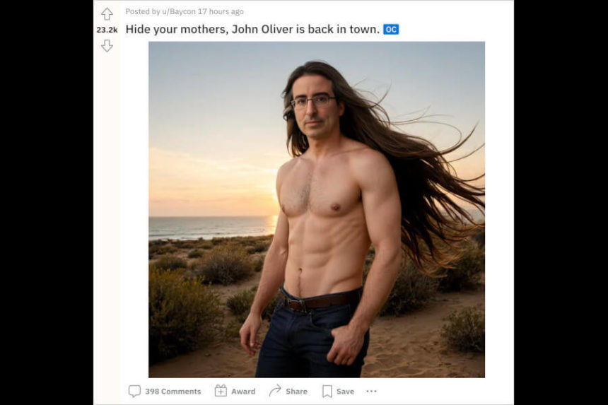 john oliver flowing hair
