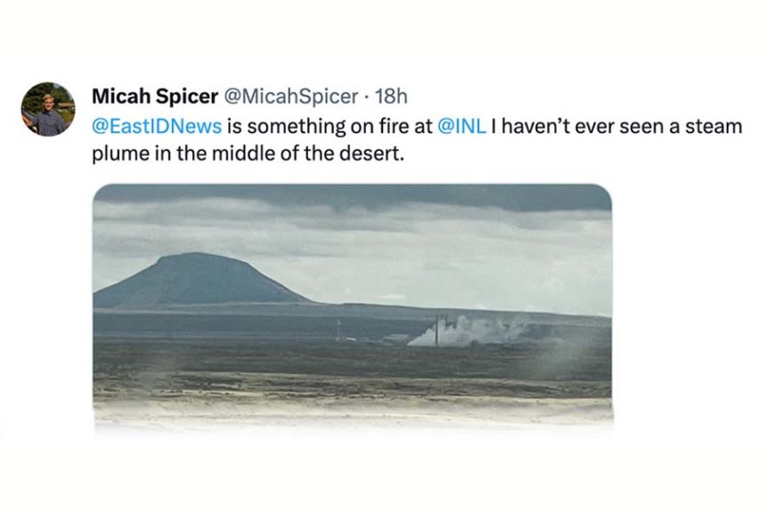 screenshot of Twitter post on possible INL fire