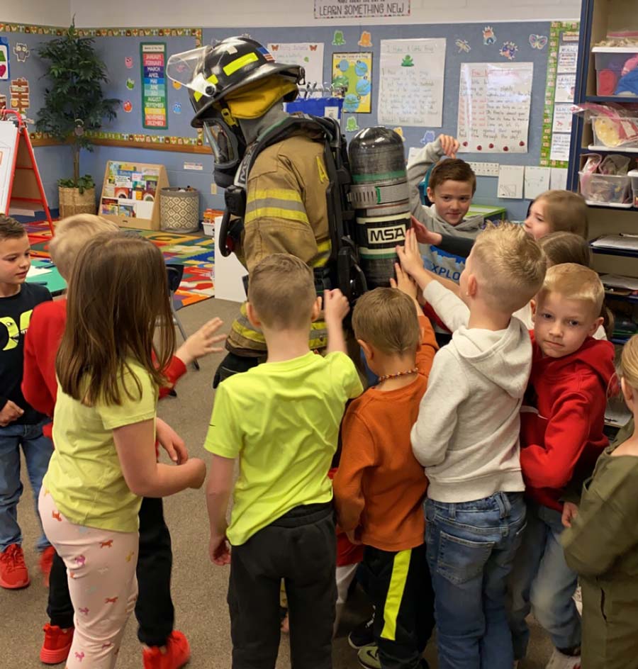 firefighter with children