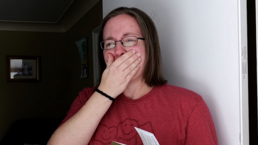She was expecting a friend to visit when we showed up with gifts from a Secret Santa