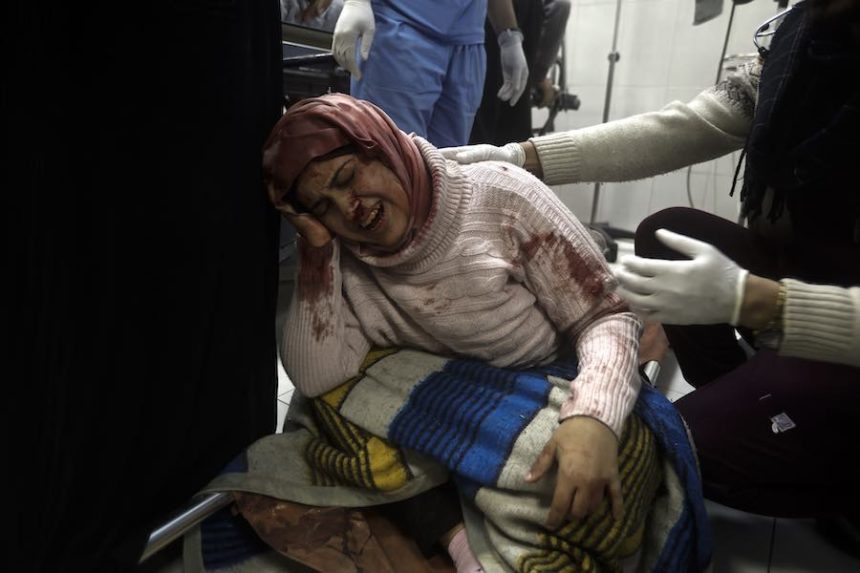 A Palestinian woman wounded in the Israeli bombardment