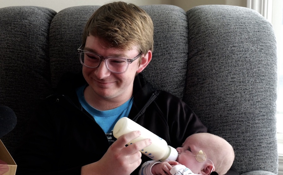 Young father of baby boy born with severe heart complications gets a Secret Santa surprise