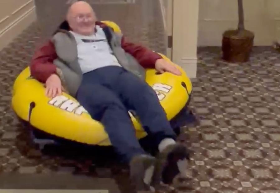 Local seniors get thrill of winter sledding while indoors!