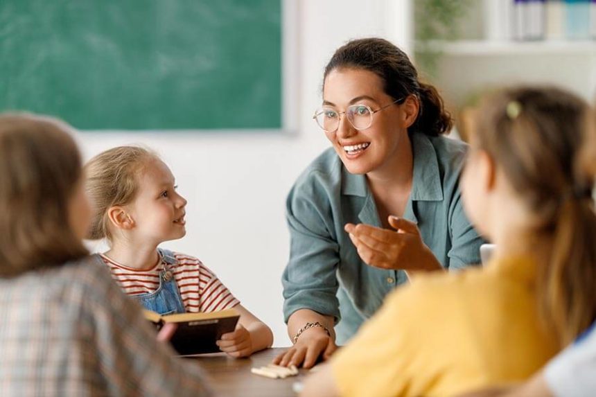 teacher with students