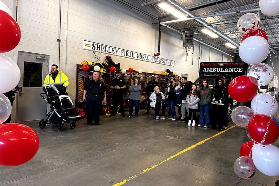 Shelley Ambulance Ribbon Cutting crowd