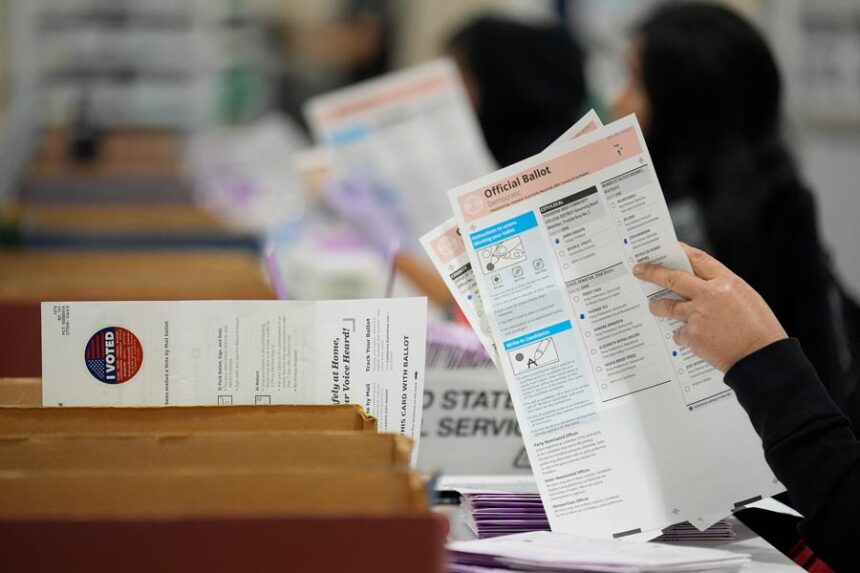 Ballots are inspected at a ballot processing center Tuesday, March 5, 2024, in the City of Industry, California | Marcio Jose Sanchez, Associated Press