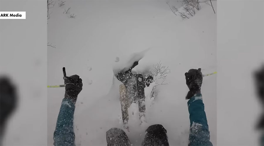 You have to see this! Skier plunges into snow-covered waterfall, escapes alive