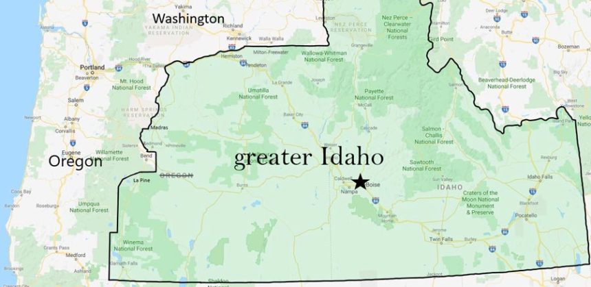 The Greater Idaho movement calls for several eastern Oregon counties to secede and join Idaho. (Courtesy of GreaterIdaho.org)