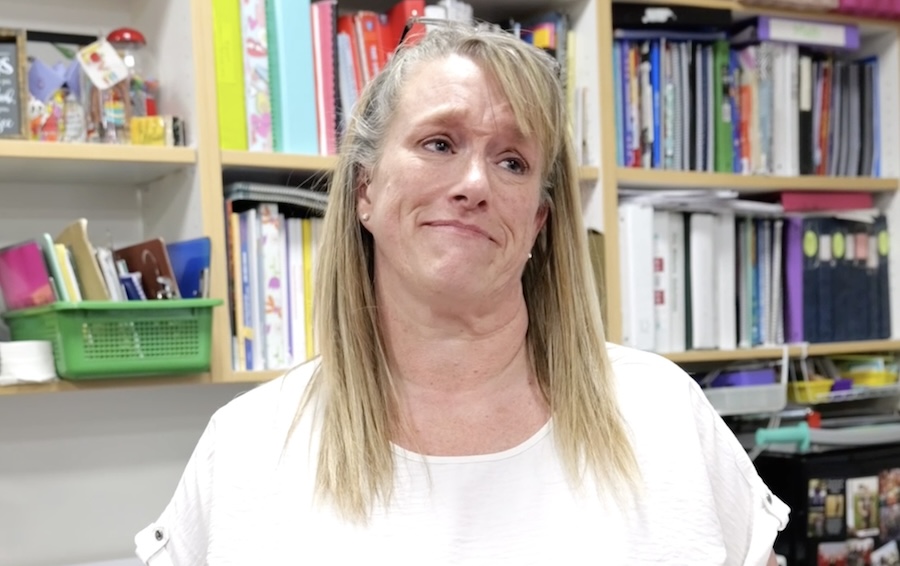 The students had just left when we surprised this teacher with an incredible gift from a Secret Santa