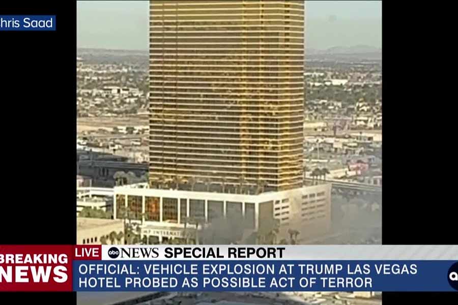 Tesla Cybertruck explodes at entrance of Trump Hotel in Las Vegas