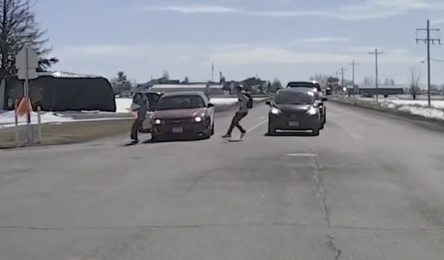 CAUGHT ON CAMERA: Rexburg issue reminder after two pedestrians running across street are nearly hit by car