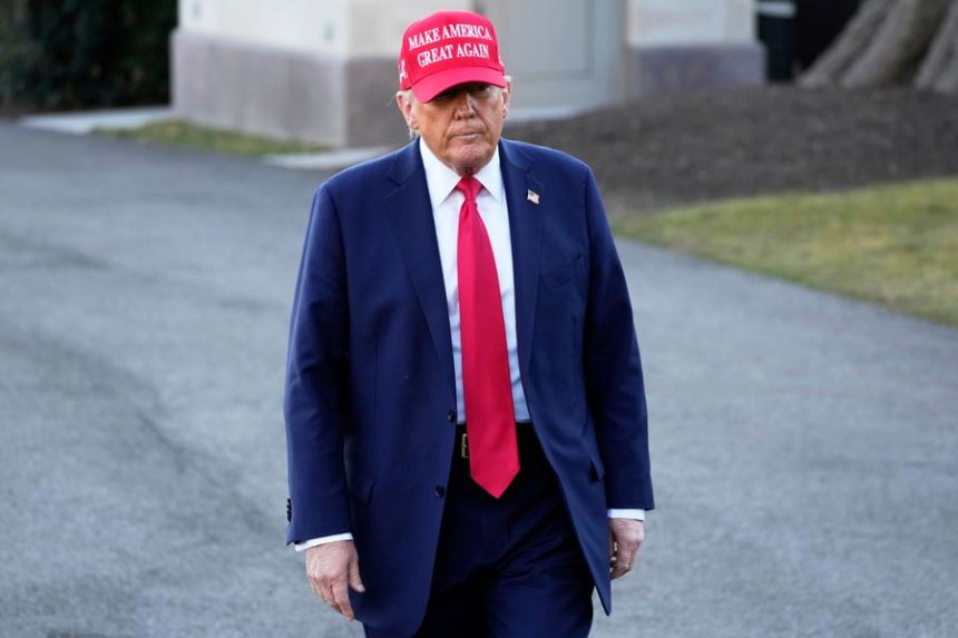 President Donald Trump walks before talking with reporters before boarding Marine One on the South Lawn of the White House in Washington, Friday, Feb. 28, 2025. | Ben Curtis, Associated Press