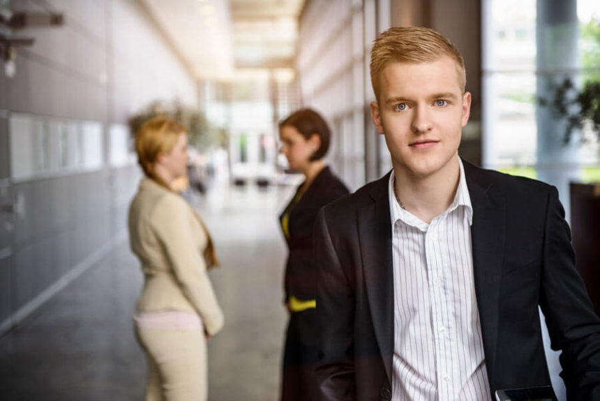 young man in office