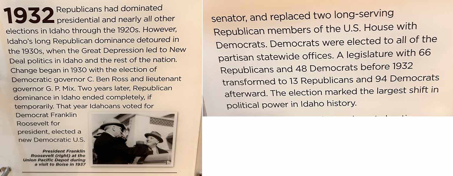 Historical placard in the Idaho Capitol building about the 1932 election. | Rett Nelson, EastIdahoNews.com