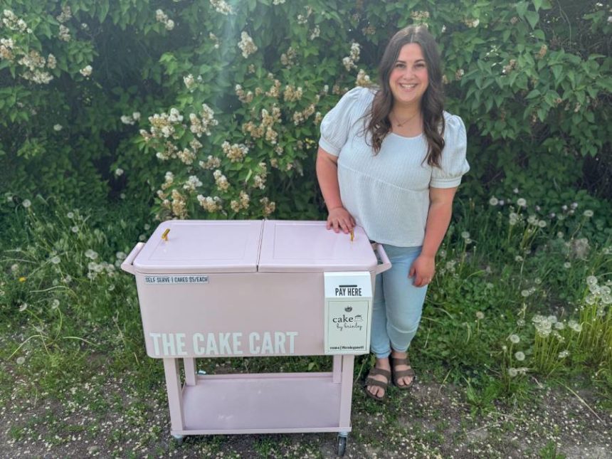 Brinley and the cake cart