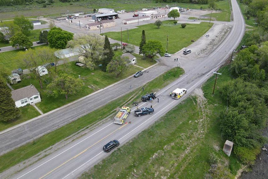 Drone photo of crash site in Swan Valley provided by Gary Watson