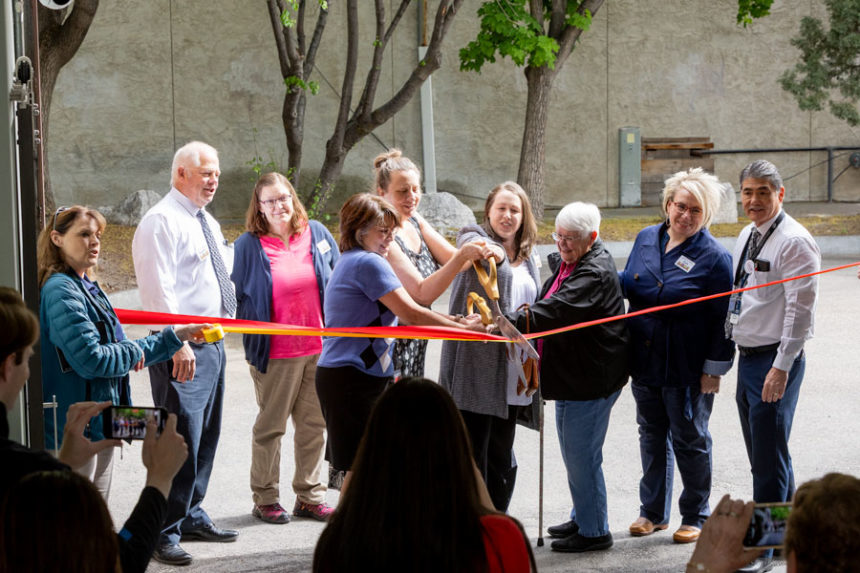 Members of the Idaho Falls Public Library and the Mayor of Idaho Falls at the ribbon cutting marking the opening of the library's new drive-thru service Monday morning | Daniel V. Ramirez, EastIdahoNews.com