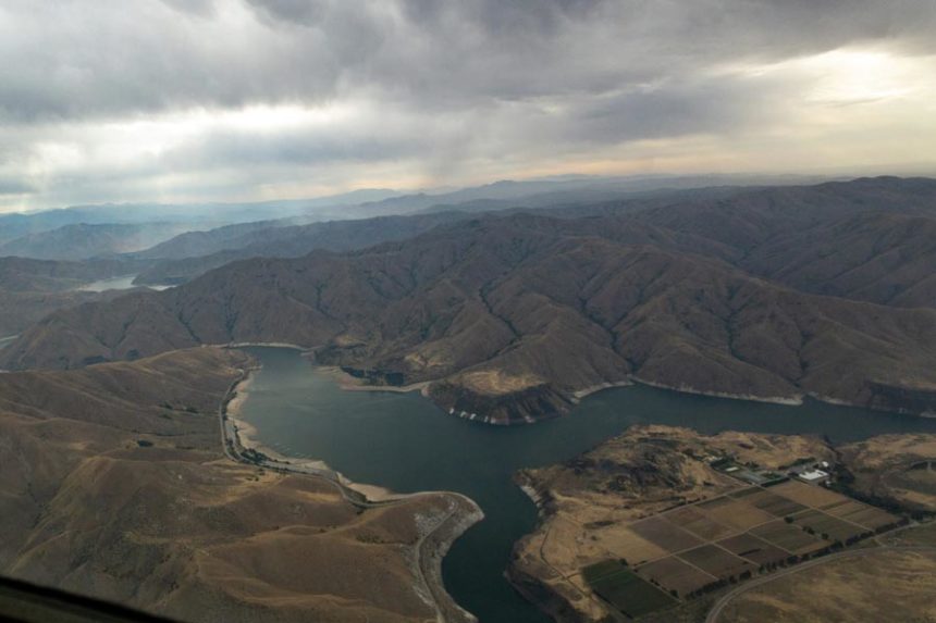 Lucky Peak Reservoir is seen from above Boise foothills. (Kyle Pfannenstiel/Idaho Capital Sun)