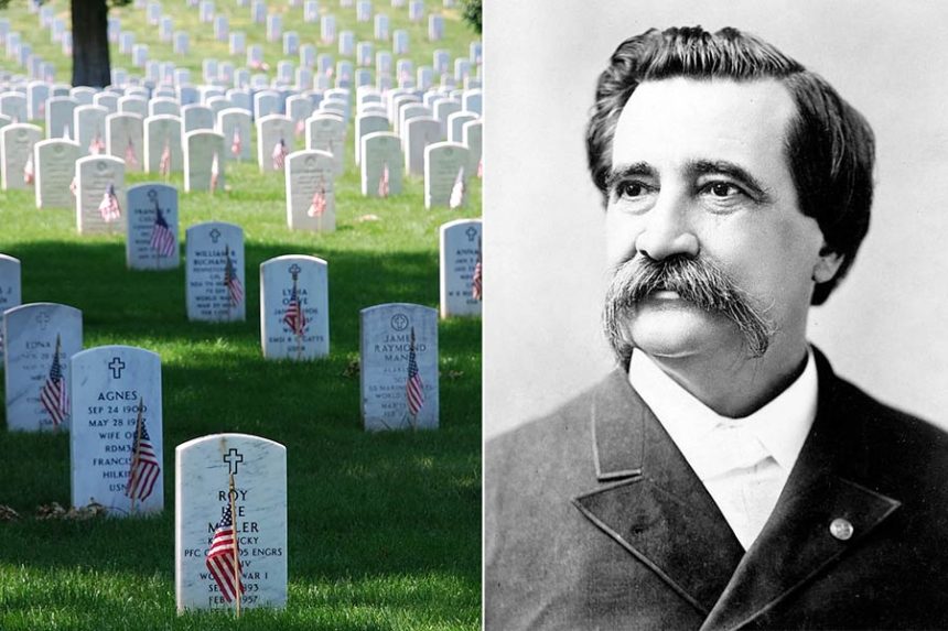 A photo of Arlington Cemetery, left, and General John Logan, the father of Memorial Day. | Courtesy Wikipedia