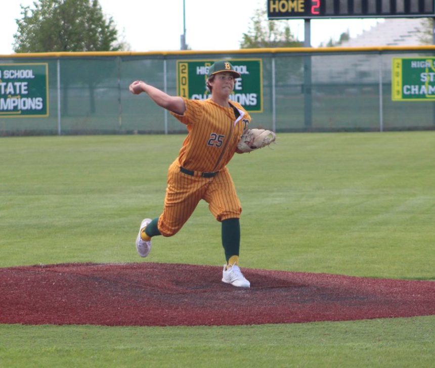 Bonneville's Coltan Spagnuolo pitches against Mountain Home. | Allan Stelee