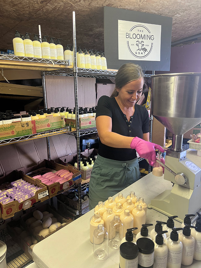 Emily Farmer making lotion in her Rigby shop. | Courtesy Emily Farmer