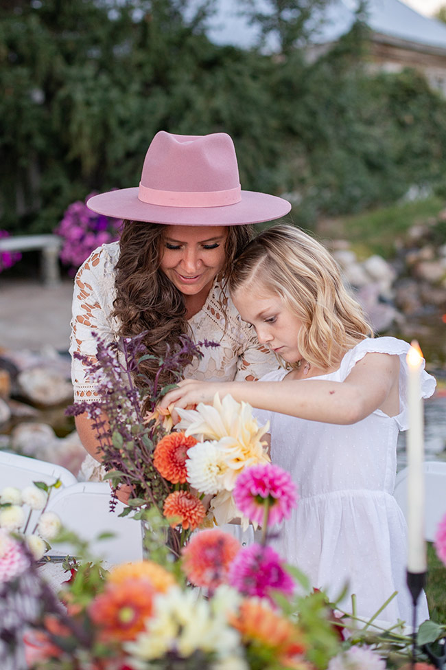 Emily Farmer, left, with a girl at a recent U-Pick Flowers party. | Courtesy Emily Farmer