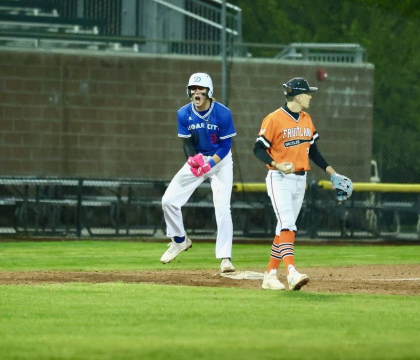 Sugar-Salem's Tragen Mattson celebrates during Thursday's state playoff game against Fruitland. | Courtesy photo