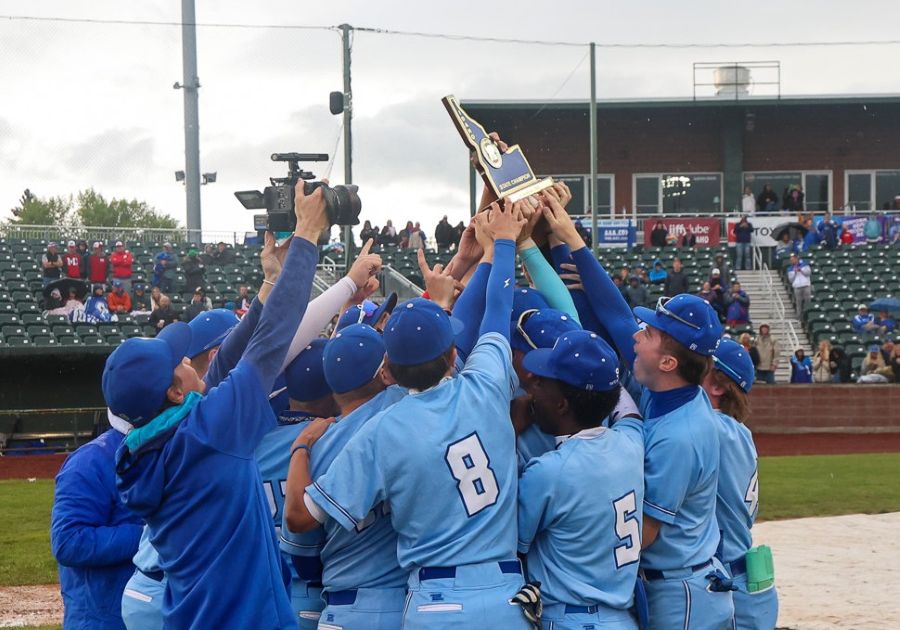 The Sugar-Salem baseball team celebrates its second straight state title with Saturday's win over Fruitland. | Courtesy photo.