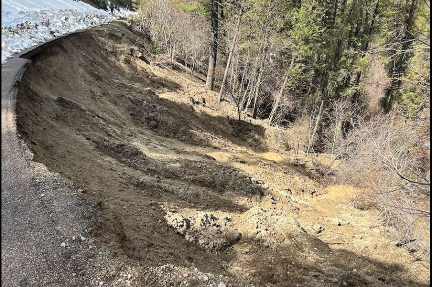 Bear Creek Road in Swan Valley shut down in 2023 after a landslide caused one lane to collapse. Repairs will soon get underway. | Courtesy U.S. Forest Service