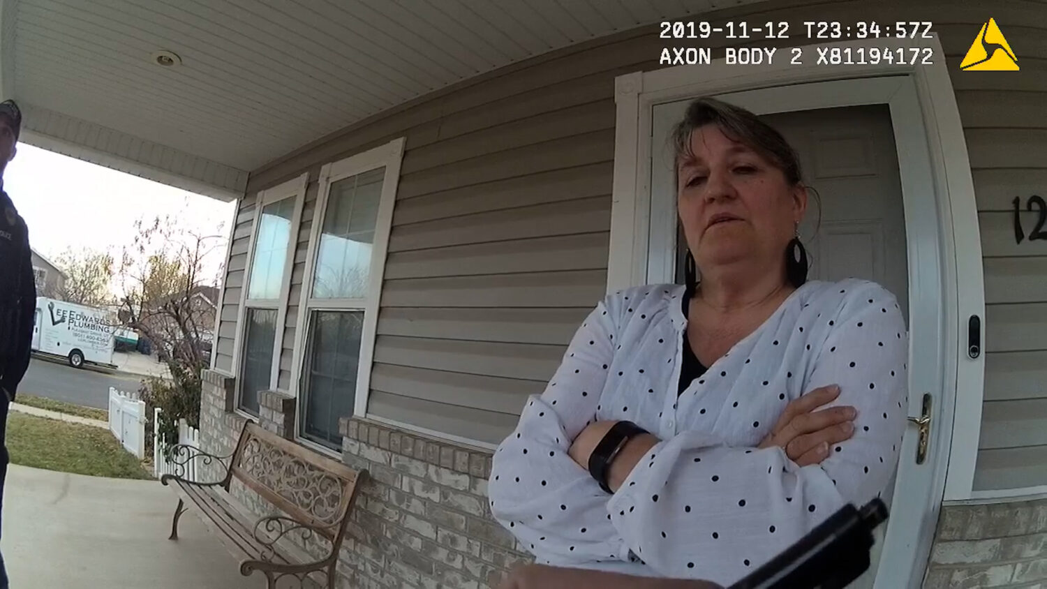 Brandon Boudreaux’s mother speaking to American Fork police officers about Melani Pawlowski appearing on her property on Nov. 12, 2019. (The American Fork Police Department_