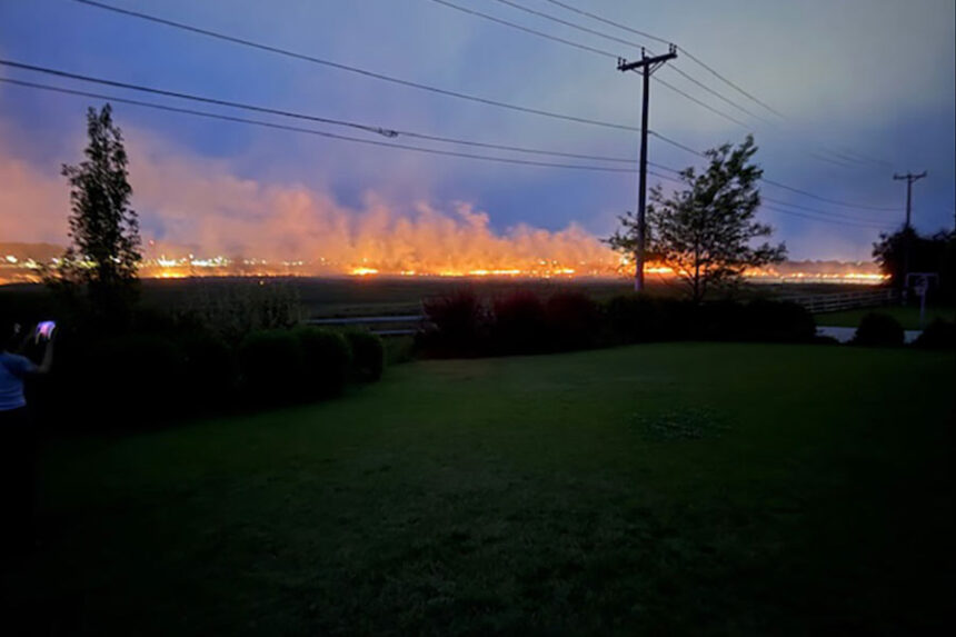 Fire near Bonneville County Transfer Station Saturday night, June 21, 2025. | Courtesy photo