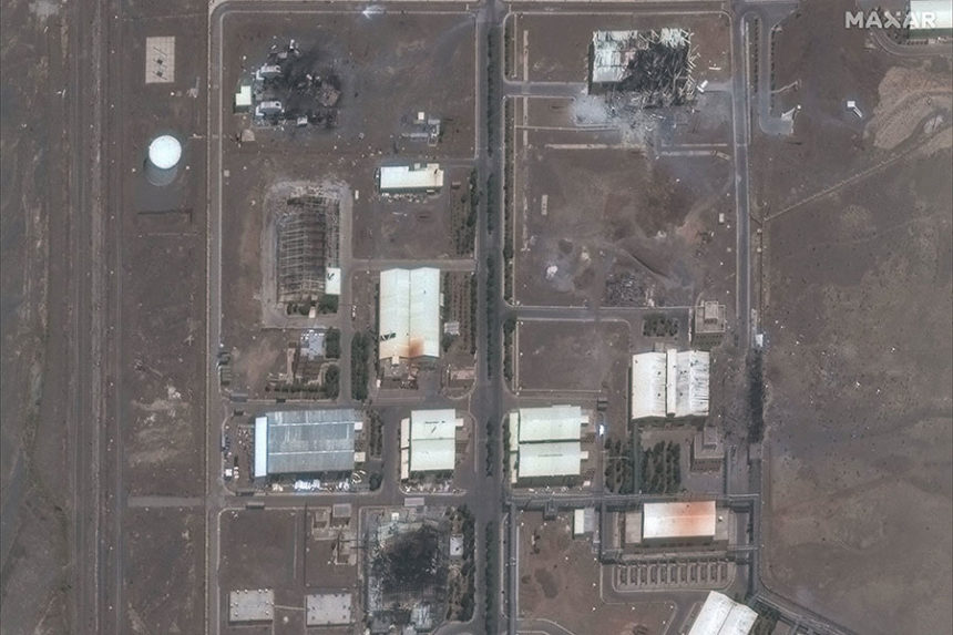 A satellite image shows damaged buildings at Iran's Natanz Nuclear Facility on June 14 after a series of Israeli strikes. Mandatory Credit: Maxar Technologies via CNN Newsource