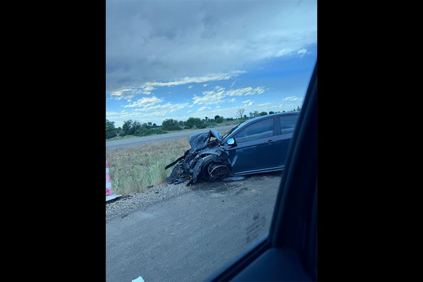 Single-vehicle crash on Interstate 15 resulted a female driver being injured | Courtesy photo