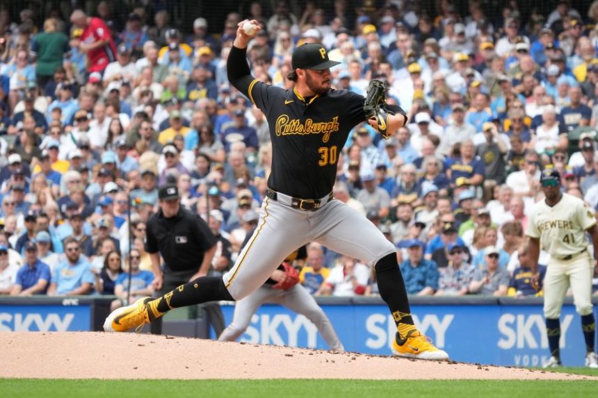 Pittsburgh Pirates pitcher Paul Skenes (30) throws during the second inning of a baseball game against the Milwaukee Brewers, Wednesday, June 25, 2025, in Milwaukee. (AP Photo/Kayla Wolf)