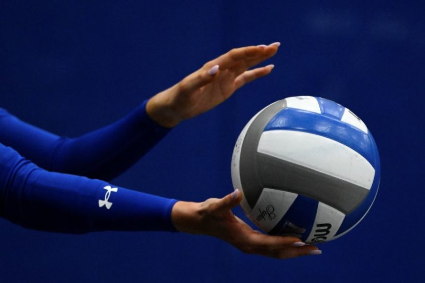 FILE - A San Jose State Spartans player prepares to serve against the Air Force Falcons during the fifth set of an NCAA college volleyball match Thursday, Oct. 31, 2024, in San Jose, Calif. (AP Photo/Eakin Howard, File)