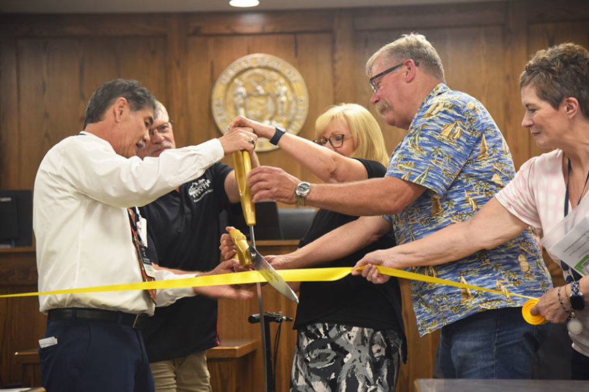 Bonneville County and court officials at the new courtroom ribbon cutting. | Kaitlyn Hart, EastIdahoNews.com