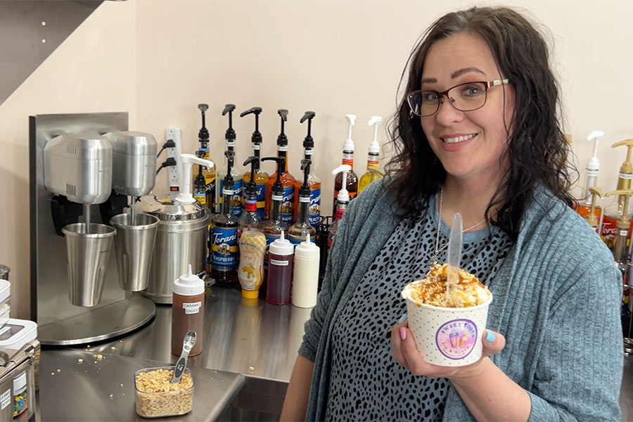 Stephenie Stewart poses for a photo inside her ice cream shop. | Rett Nelson, EastIdahoNews.com