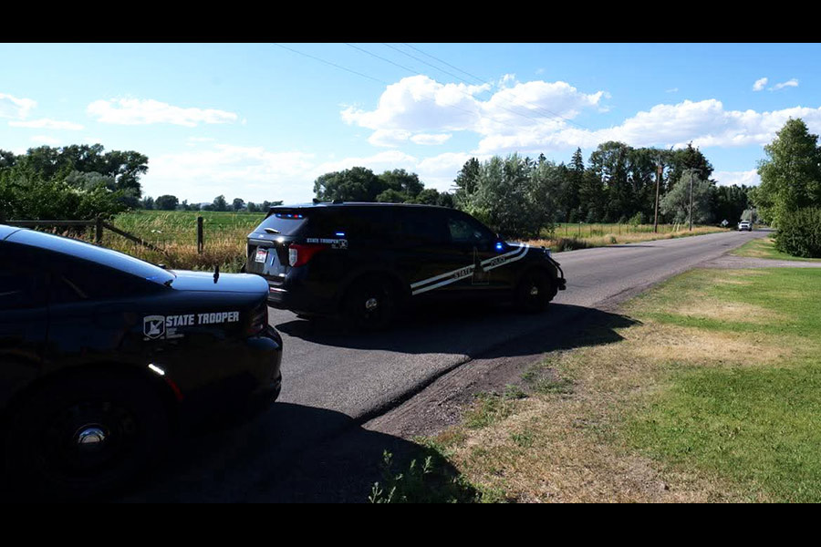 An Idaho State Police car at the barricaded subject incident in Rigby. | Jordan Wood, EastIdahoNews.com